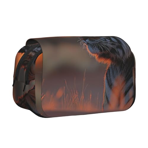 Khkbnb Federmäppchen mit großem Fassungsvermögen, Motiv: Tiger unter dem Sonnenuntergang, Federmäppchen, Schreibwaren-Organizer, Kosmetiktasche, Bürobedarf Khkbnb Federmäppchen mit großem Fassungsvermögen, Motiv: Tiger unter dem Sonnenuntergang, Federmäppchen, Schreibwaren-Organizer, Kosmetiktasche, Bürobedarf von Khkbnb