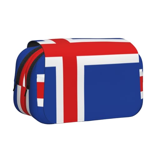 Khkbnb Federmäppchen mit großer Kapazität, Motiv: Flagge von Island, Federmäppchen, Schreibwaren-Organizer, Kosmetiktasche, Bürobedarf von Khkbnb