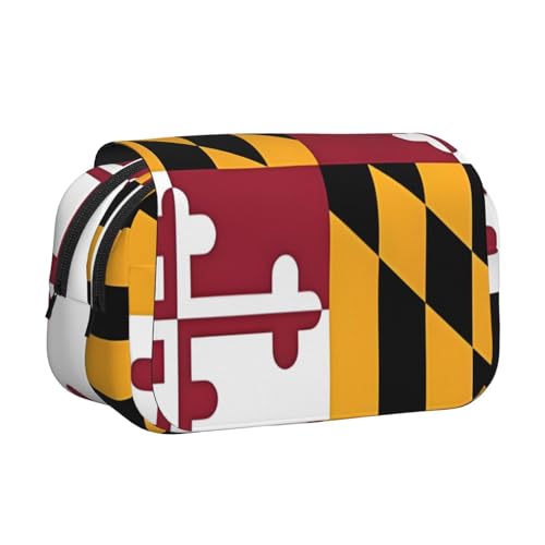 Khkbnb Federmäppchen mit großer Kapazität, Motiv: Flagge von Maryland, Federmäppchen, Schreibwaren-Organizer, Kosmetiktasche, Bürobedarf Khkbnb Federmäppchen mit großer Kapazität, Motiv: Flagge von Maryland, Federmäppchen, Schreibwaren-Organizer, Kosmetiktasche, Bürobedarf von Khkbnb