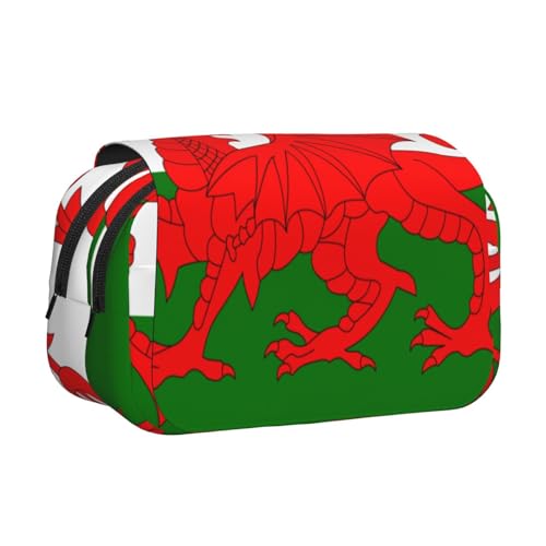 Khkbnb Federmäppchen mit großer Kapazität, Motiv: Flagge von Wales, Federmäppchen, Schreibwaren-Organizer, Kosmetiktasche, Bürobedarf von Khkbnb
