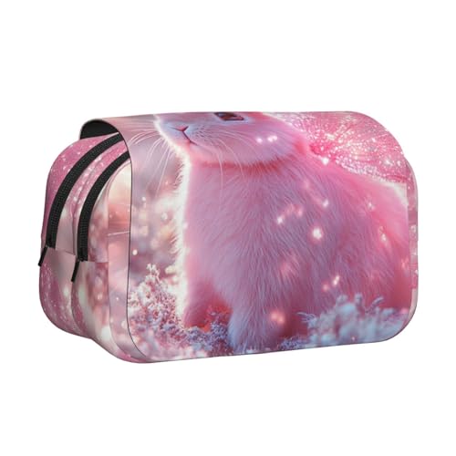 Khkbnb Federmäppchen mit niedlichem Schmetterlings-Kaninchen, großes Fassungsvermögen, Federmäppchen, Schreibwaren-Organizer, Kosmetiktasche, Bürobedarf von Khkbnb