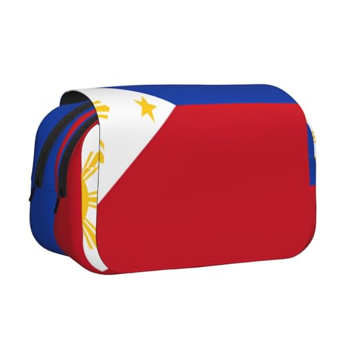 Khkbnb Federmäppchen mit philippinischer Flagge, großes Fassungsvermögen, Federmäppchen, Schreibwaren-Organizer, Kosmetiktasche, Bürobedarf von Khkbnb