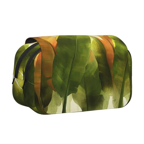 Khkbnb Federmäppchen mit schönen Blättern, großes Fassungsvermögen, Federmäppchen, Schreibwaren-Organizer, Kosmetiktasche, Bürobedarf von Khkbnb