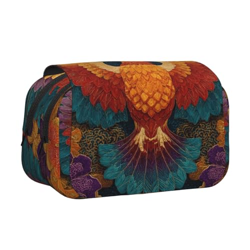 Khkbnb Phoenix Federmäppchen mit Stickerei, großes Fassungsvermögen, Federmäppchen, Schreibwaren-Organizer, Kosmetiktasche, Bürobedarf von Khkbnb