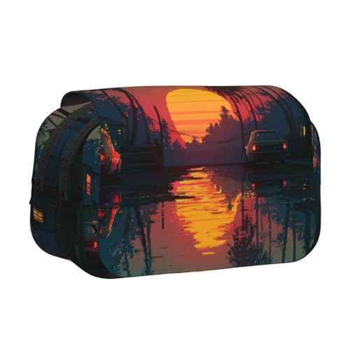 Khkbnb Sunset Glow Federmäppchen, Federmäppchen, Schreibwaren-Organizer, Kosmetiktasche, Bürobedarf von Khkbnb