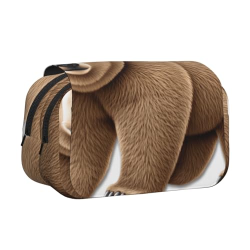 Molliger brauner Bären-Federmäppchen, Federmäppchen, Schreibwaren-Organizer, Kosmetiktasche, Bürobedarf von Khkbnb