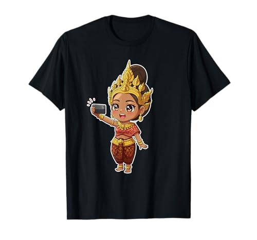 Süße Khmer Apsara Kambodschanische Chibi Cartoon Mädchen T-Shirt Süße Khmer Apsara Kambodschanische Chibi Cartoon Mädchen T-Shirt von Khmer Apsara Cambodian Culture Fun Art
