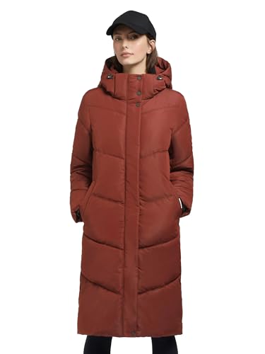 khujo Damen Mantel Steppmantel torino lang Steppjacke warm sportlich mit Kapuze (orange, S) von khujo