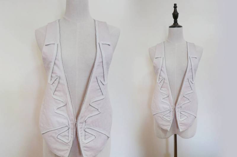 Leichte Rosa Frauen Suite Vest Weste Ärmellos Vintage Jacke von KhunMali1