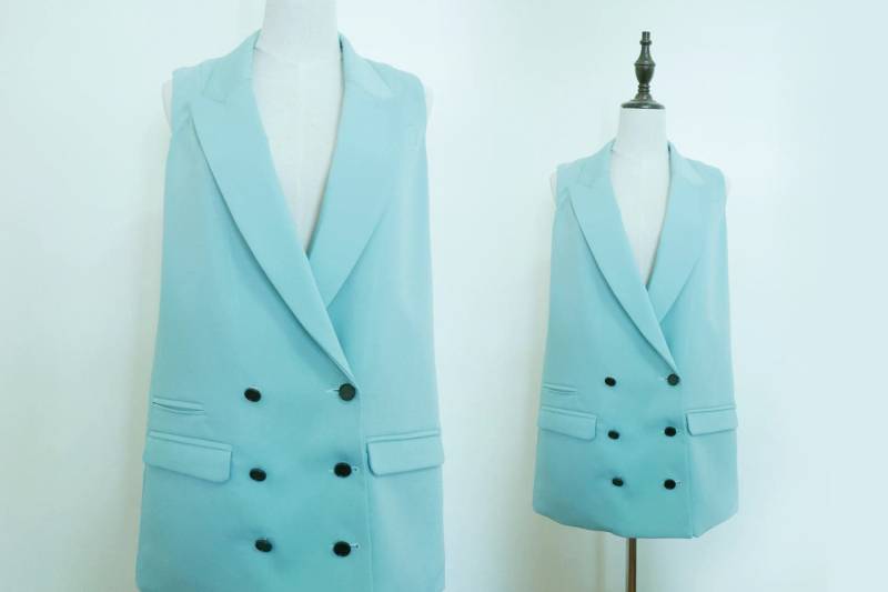 Mint Grün Frauen Suite Vest Weste Jacke Ohne Ärmel Vintage von KhunMali1