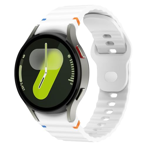 Robustes Silikon-Sportarmband für Samsung Galaxy Watch 7, 6, 5, 4, 44 mm, 40 mm, Galaxy Watch 6 Classic, 47 mm, 43 mm, Watch 5 Pro 45 mm, Watch 4 Classic 46 mm, 42 mm, für Herren und Damen, Weiß - 2 Robustes Silikon-Sportarmband für Samsung Galaxy Watch 7, 6, 5, 4, 44 mm, 40 mm, Galaxy Watch 6 Classic, 47 mm, 43 mm, Watch 5 Pro 45 mm, Watch 4 Classic 46 mm, 42 mm, für Herren und Damen, Weiß - 2 von Khxriypha
