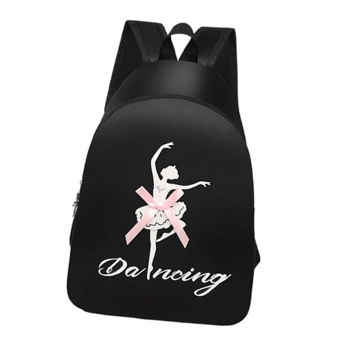 KiBcsLic Ballett Rucksack Mädchen Gymnastik Tasche Sport Rucksack Handtasche Aus Leichtem Wasserabweisendem Nylon mit Verstellbaren Tragegurten für Tanz Ausflü, Schwarz von KiBcsLic