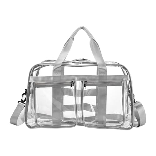 KiBcsLic Klare Schultertasche Aus PVC mit Reißverschluss Und Taschen Wasserdicht Und Geräumig für Shopping Park Und Arbeit, Hellgrau KiBcsLic Klare Schultertasche Aus PVC mit Reißverschluss Und Taschen Wasserdicht Und Geräumig für Shopping Park Und Arbeit, Hellgrau von KiBcsLic