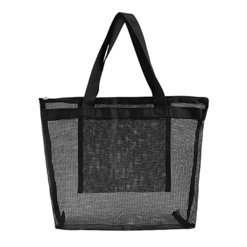 KiBcsLic Mesh-Strandtasche mit Griffen Oben, tragbar mit Reißverschluss, Pooltasche, Schwarz KiBcsLic Mesh-Strandtasche mit Griffen Oben, tragbar mit Reißverschluss, Pooltasche, Schwarz von KiBcsLic