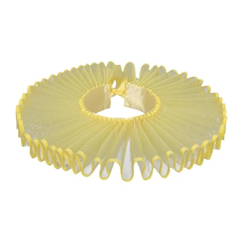 KiBcsLic Rüschenkragen Halskrause Clownkragen Abnehmbar Spitzenkragen Damen Mesh Choker mit Bindeband für Mittelalter Fest Ankleide Cosplay, Gelb von KiBcsLic