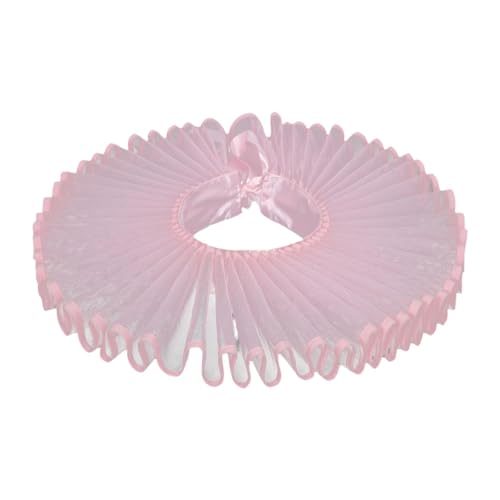 KiBcsLic Rüschenkragen Halskrause Clownkragen Abnehmbar Spitzenkragen Damen Mesh Choker mit Bindeband für Mittelalter Fest Ankleide Cosplay, Rosa von KiBcsLic