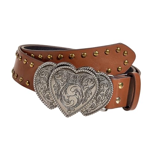 KiBcsLic Taillengürtel Hüftgurt für Damen Jeansgürtel Körperkette mit Kettendetails Und Breiter Metallschnalle Aus Kunstleder für Feste Abendveranstaltungen U, Braun von KiBcsLic
