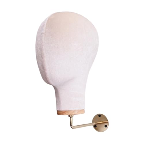 KiBcsLic Wandhalterung für Damen-Mannequinkopf aus Samt, Höhe 28 cm, Hut-Aufbewahrungsregal für Salons und Häuser, Beige von KiBcsLic