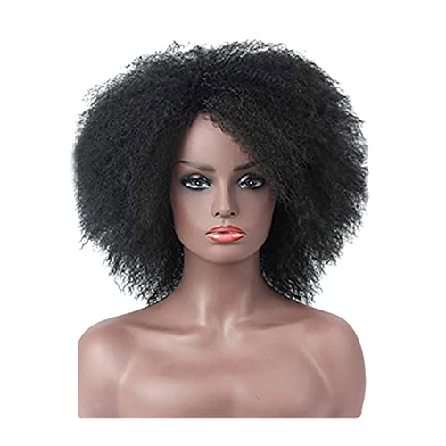 Damen-Perückekopf-Set mit explosivem Kopf, kurzes lockiges Haar, Hochtemperatur-Seiden-Chemiefaser, flauschig weich Modedekoration von KiHene