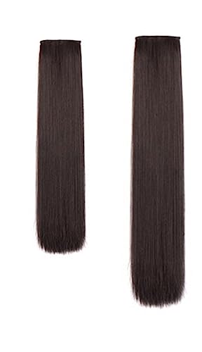 Damen-Perückenteile, keine Spuren, Haarverlängerungsteile, schwarze glatte Haarteile, Ersatzhaar, Volumen 45 cm bis 60 cm Modedekoration (Color : 4, Size : 60 cm) von KiHene