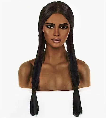 Frauen Pony Perücke lange Haare schwarz Doppel Pferdeschwanz Twist Braid Cosplay Anime Perücke Modedekoration (Color : 2, Size : 1) von KiHene