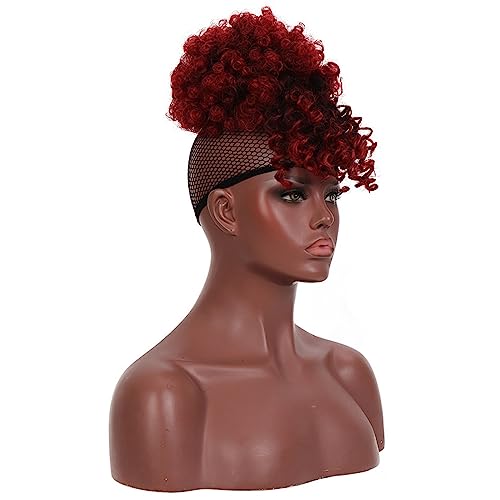 Mode Damen Perücke explosive Kopf Locken ein Stück zwei Karten Pony Haarverlängerung Stück Hochtemperatur-Seide flauschiges Haar Modedekoration (Color : 1, Size : 1) von KiHene