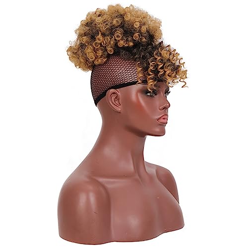 Mode Damen Perücke explosive Kopf Locken ein Stück zwei Karten Pony Haarverlängerung Stück Hochtemperatur-Seide flauschiges Haar Modedekoration (Color : 2, Size : 1) von KiHene