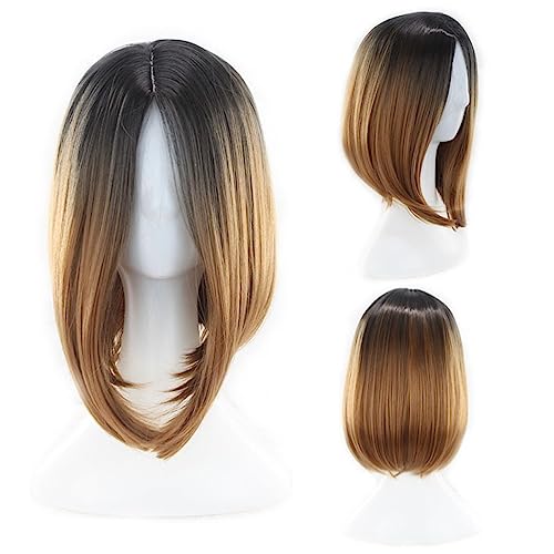 Party-Perücke, Farbverlauf, kurzes, glattes Haar, Bob-Pick-Dye-weibliche Perücke, Cosplay-Perücke, realistisch Modedekoration (Color : 10, Size : 1) von KiHene