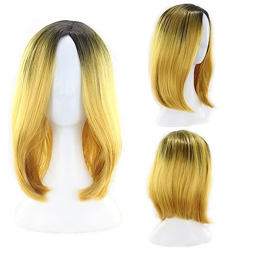 Party-Perücke, Farbverlauf, kurzes, glattes Haar, Bob-Pick-Dye-weibliche Perücke, Cosplay-Perücke, realistisch Modedekoration (Color : 12, Size : 1) von KiHene