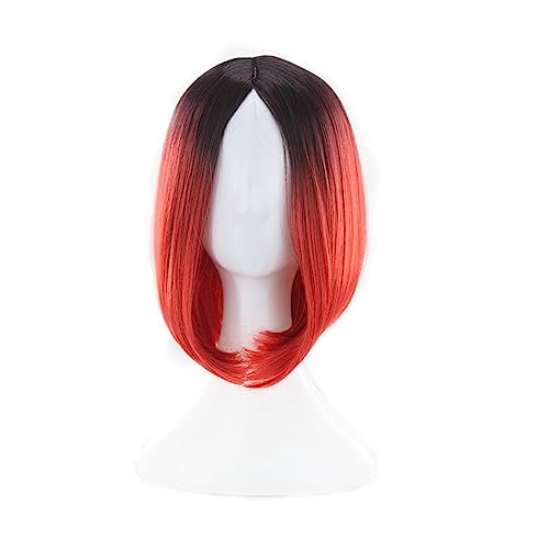 Party-Perücke, Farbverlauf, kurzes, glattes Haar, Bob-Pick-Dye-weibliche Perücke, Cosplay-Perücke, realistisch Modedekoration (Color : 2, Size : 1) von KiHene