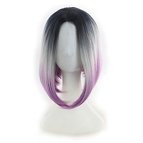 Party-Perücke, Farbverlauf, kurzes, glattes Haar, Bob-Pick-Dye-weibliche Perücke, Cosplay-Perücke, realistisch Modedekoration (Color : 4, Size : 1) von KiHene