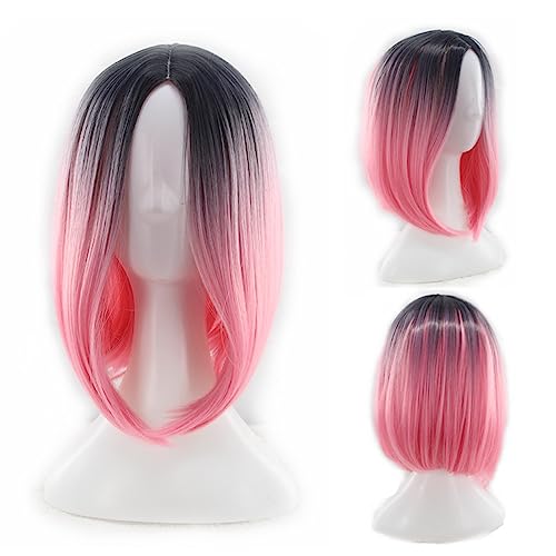 Party-Perücke, Farbverlauf, kurzes, glattes Haar, Bob-Pick-Dye-weibliche Perücke, Cosplay-Perücke, realistisch Modedekoration (Color : 7, Size : 1) von KiHene