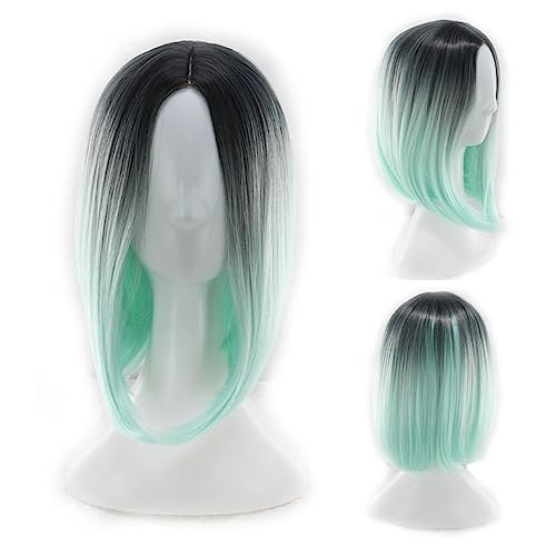 Party-Perücke, Farbverlauf, kurzes, glattes Haar, Bob-Pick-Dye-weibliche Perücke, Cosplay-Perücke, realistisch Modedekoration (Color : 8, Size : 1) von KiHene