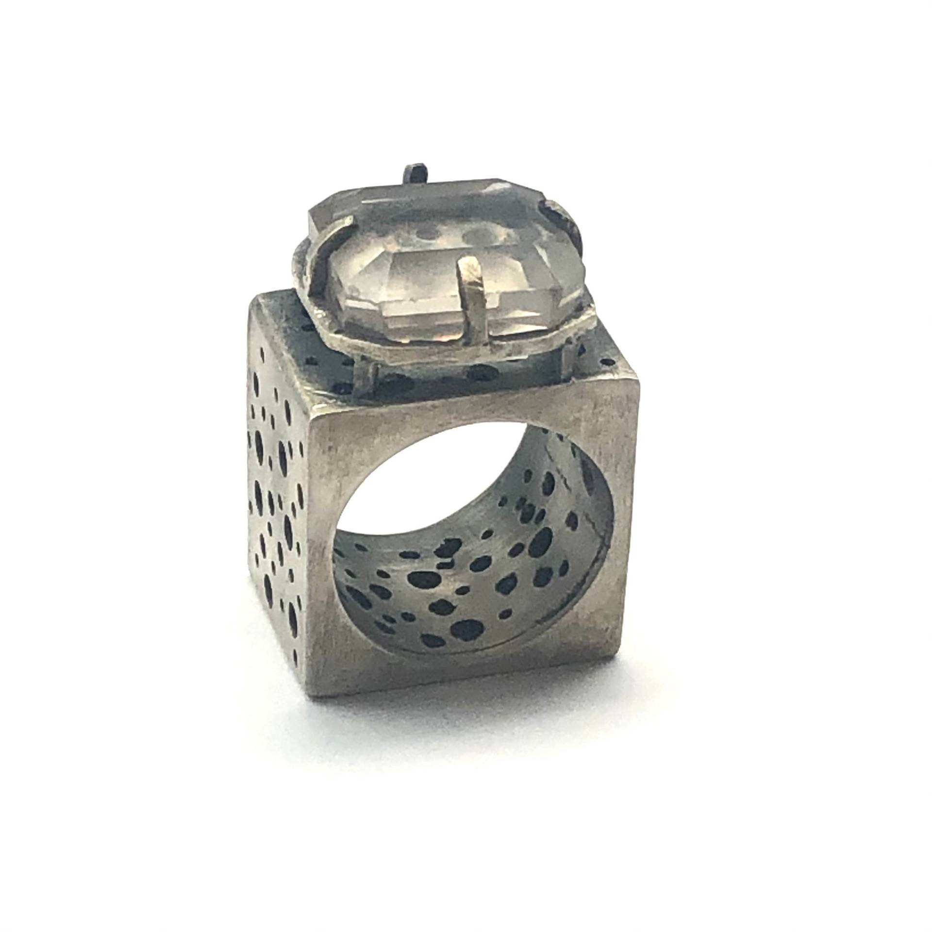 Quarz Stein Silber Ring, Frauen Geschenk Für Sie, Artisan Schmuck, Design Unikat, Ringgröße 8 1/2 von KiJewelleryArt