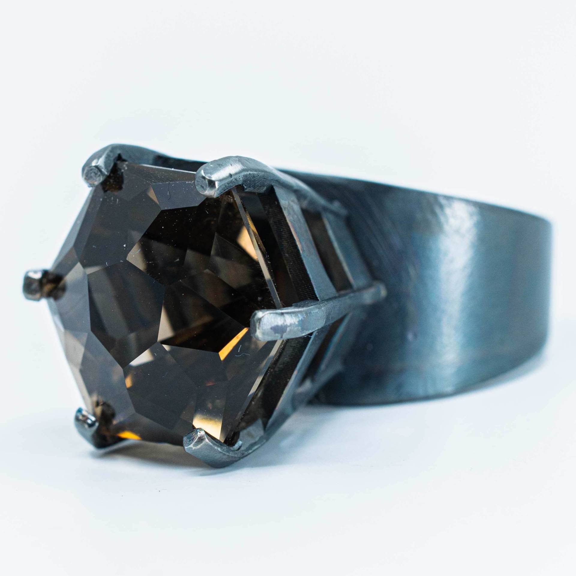 Rauchquarz Statement Ring Für Frauen, Geschwärzter Silberring, Muttertagsgeschenk von KiJewelleryArt