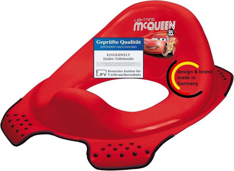 KiNDERWELT Töpfchen Premium Kinder-Toilettensitz Disney Cars rot für Kinder stabiler WC, Anti-Rutsch-Funktion von KiNDERWELT