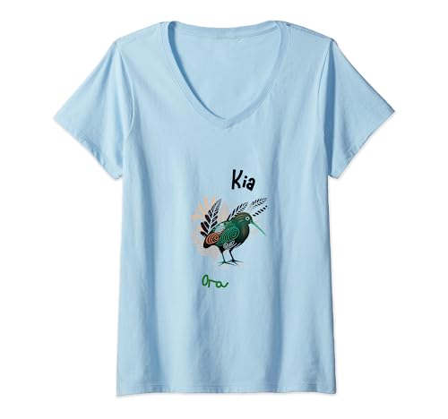 Damen Kia Ora Nz Maori Gruß For Hello T-Shirt mit V-Ausschnitt von Kia Ora Nz Maori Greeting For Hello