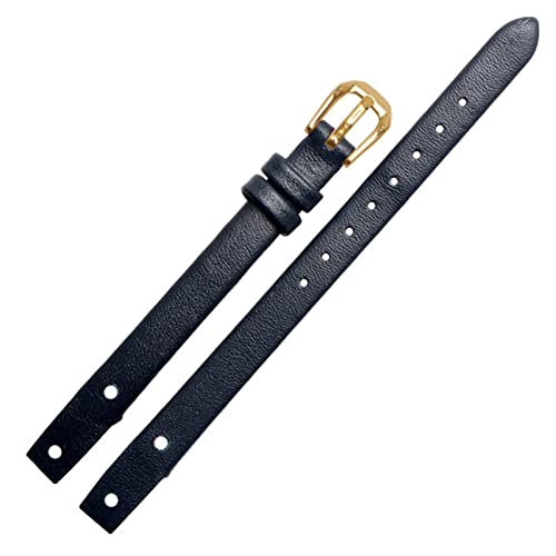 Kiaoeiuyti Echte Leder Lady Watchbänder für Focken ES4340 ES4119 ES4000 Uhrengurte mit Schraube 8mm rot schwarz blau Whitebracelet (Farbe: 10mm Goldverschluss, Größe: Blau Silber) Interesting life von Kiaoeiuyti