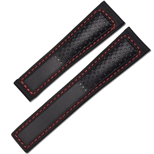 Kiaoeiuyti Echtes Lederband 22 mm für Tag Heuer F1 Uhrenband rote Stiche Armbanduhr Band Faltschnalle Leder Uhrenarmband Kiaoeiuyti Echtes Lederband 22 mm für Tag Heuer F1 Uhrenband rote Stiche Armbanduhr Band Faltschnalle Leder Uhrenarmband von Kiaoeiuyti