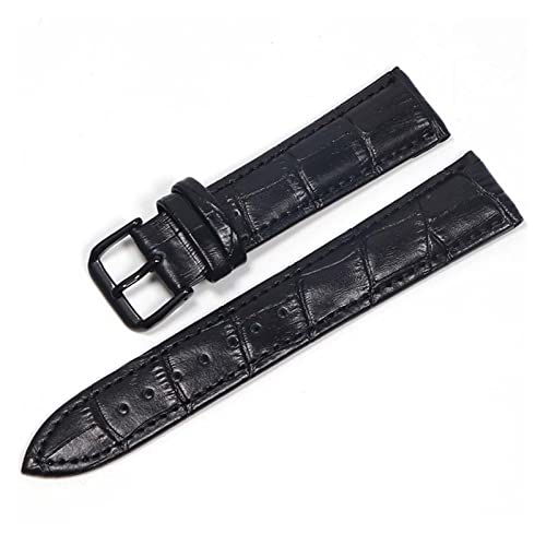 Kiaoeiuyti Leder Uhrenbänder 18mm 20 mm 22mm Uhr Stahlstift Schnalle Bandband Armband Armband Uhren Band Uhrengurt (Farbe: Schwarz Gold, Größe: 24 mm) Interesting life von Kiaoeiuyti