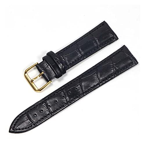 Kiaoeiuyti Leder Uhrenbänder 18mm 20 mm 22mm Uhr Stahlstift Schnalle Bandband Armband Armband Uhren Band Uhrengurt (Farbe: Schwarz Gold, Größe: 24 mm) Interesting life von Kiaoeiuyti