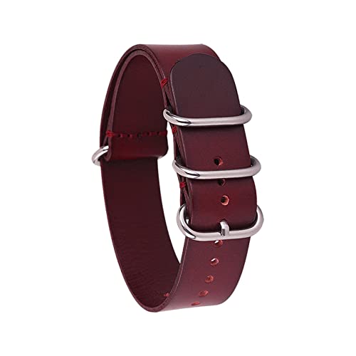 Kiaoeiuyti Leder Uhrenbandgurt Männer Frauen Silber schwarzer Ringschnalle Armband Bandzubehör 14mm 16 18 mm 20mm 22 mm 24 mm Fit für die NATO FIT FÜR ZULU Uhrengurt Interesting life von Kiaoeiuyti
