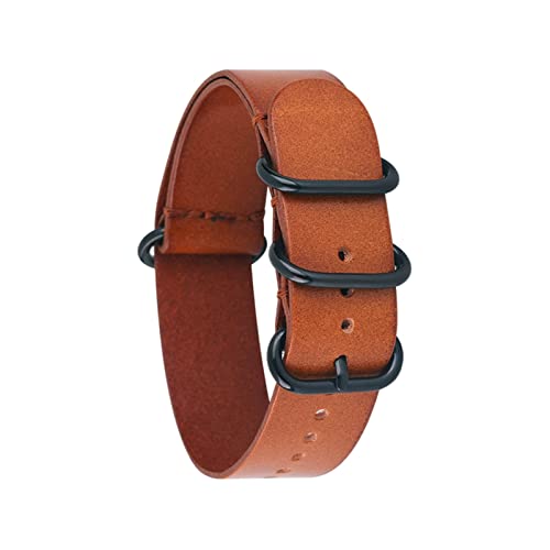 Kiaoeiuyti Leder Uhrenbandgurt Männer Frauen Silber schwarzer Ringschnalle Armband Bandzubehör 14mm 16 18 mm 20mm 22 mm 24 mm Fit für die NATO FIT FÜR ZULU Uhrengurt Interesting life von Kiaoeiuyti