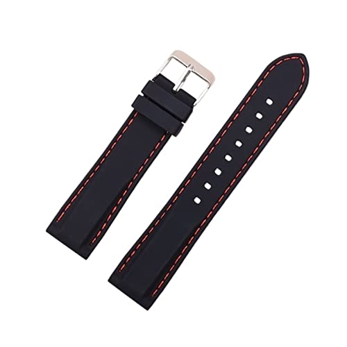 Silikon Gummi -Sport -Uhren -Band Universal Watchband -Gurt Armband Armband 16mm 18 mm 20 mm 22 mm 24 mm für Männer Frauen Uhrengurt (Farbe: Schwarze rote Linie, Größe: 24mm) Interesting life von Kiaoeiuyti