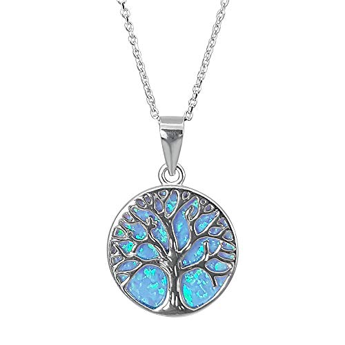 Kiara Jewellery Elegante Halskette mit Anhänger aus 925er Sterlingsilber an 45,7 cm langer Kette aus Sterlingsilber rhodiniert. mit natürlichem Larimar Kiara Jewellery Elegante Halskette mit Anhänger aus 925er Sterlingsilber an 45,7 cm langer Kette aus Sterlingsilber rhodiniert. mit natürlichem Larimar