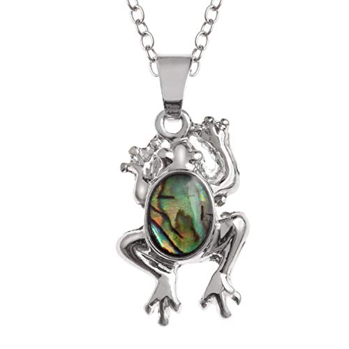 Kiara Jewellery Halskette mit Frosch Anhänger, mit natürlicher grünlicher Paua Abalone-Muschel, 45,7 cm lange Kette von Kiara Jewellery