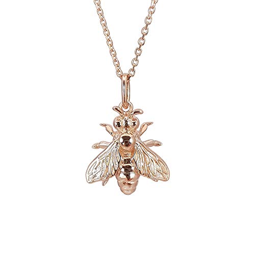 Kiara Jewellery Halskette mit Honigbienen-Anhänger aus 925er Sterlingsilber, mit Rotgold vergoldet, mit passender 45,7 cm langer Kette aus Sterlingsilber. Kiara Jewellery Halskette mit Honigbienen-Anhänger aus 925er Sterlingsilber, mit Rotgold vergoldet, mit passender 45,7 cm langer Kette aus Sterlingsilber. von Kiara Jewellery