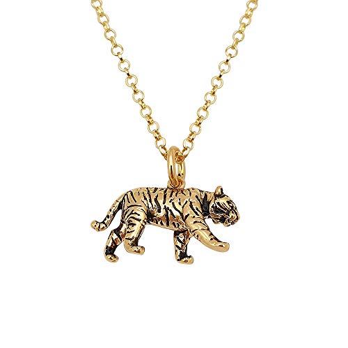 Kiara Jewellery - Vergoldete 925er Sterling Silber - Chinesische Neu Jahr Tiger Anhänger - Auf 46 cm langer Italienische Diamantierte Silberkette von Kiara Jewellery