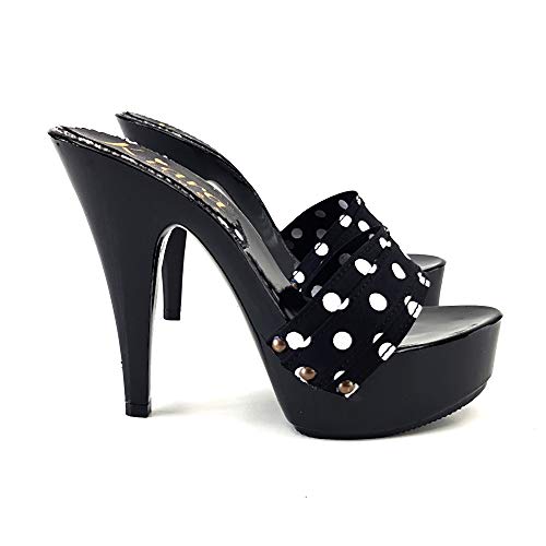 Kiara Shoes Damen-Clog mit gepunktetem Band – Made in Italy – K9501 Nero Pois (SCHWARZ, EU Schuhgrößensystem, Erwachsene, Damen, Numerisch, M, 38) von Kiara Shoes