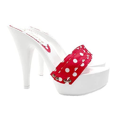 Kiara Shoes Sexy Schuhe mit doppeltem Rot Farbband mit Tupfen - K9401 POIS ROSSO (38, ROT) von Kiara Shoes